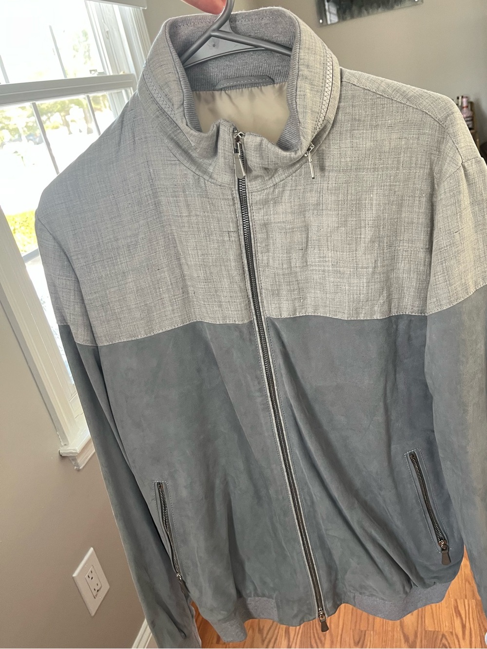 Eleventy Platinum gray zip up bomber jacket